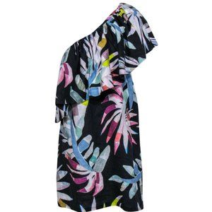 Mara Hoffman 100% Organic Linen One Shoulder Mini Dress Tropical Floral Print